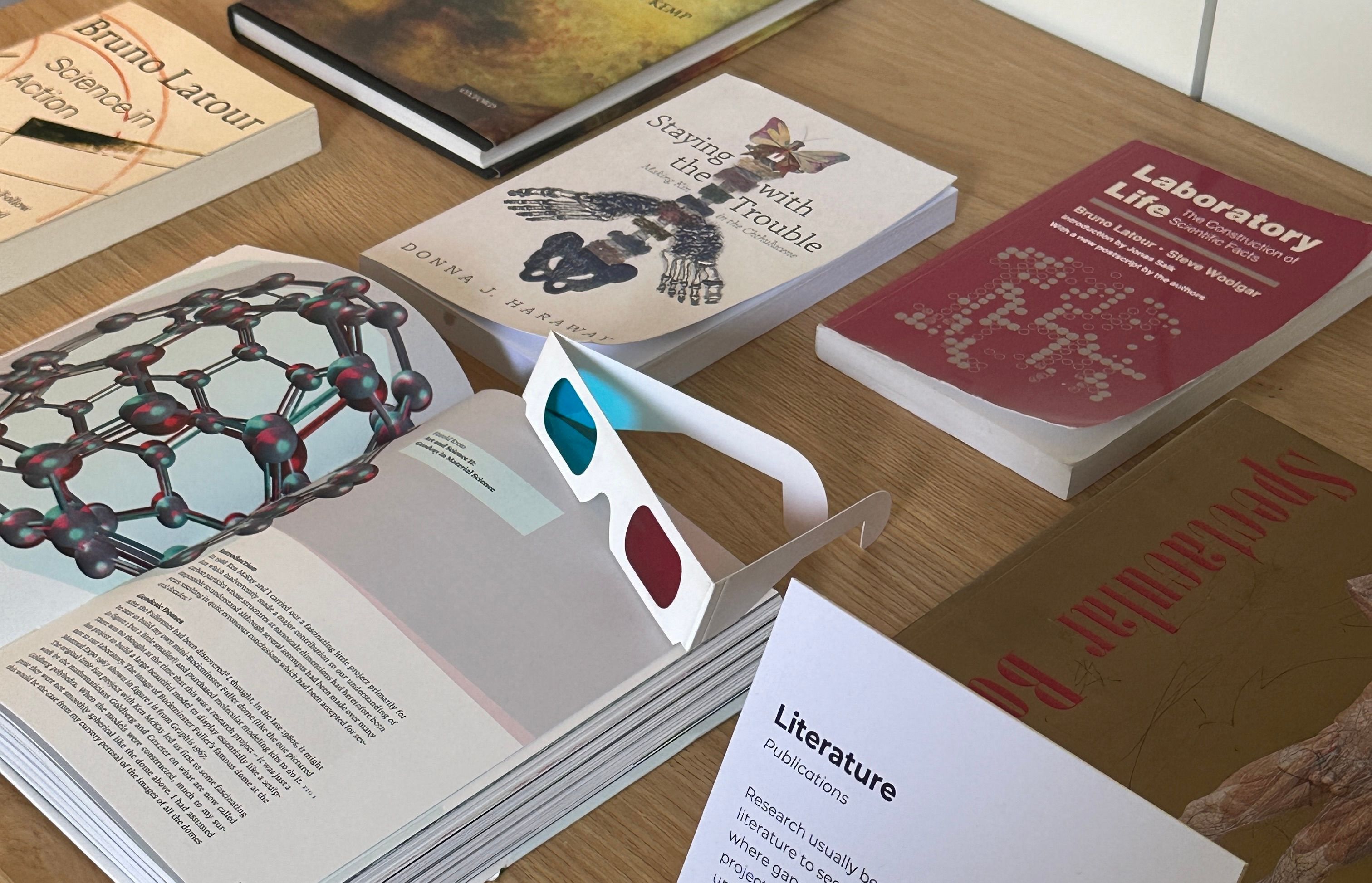Books on a table.